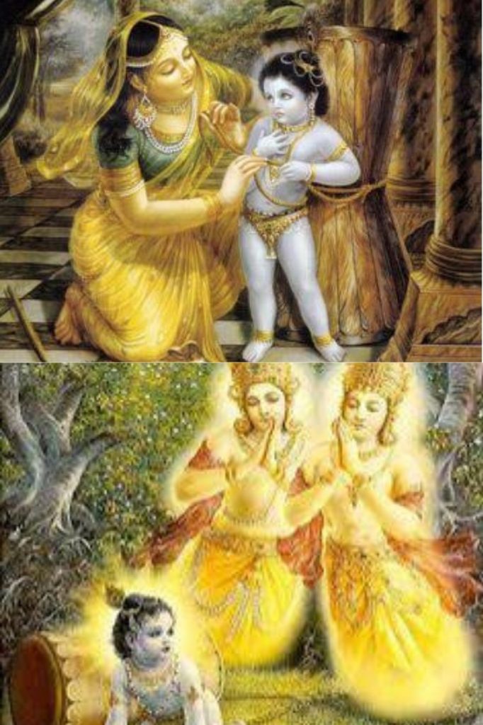 Mother Yashoda bound little Krishna